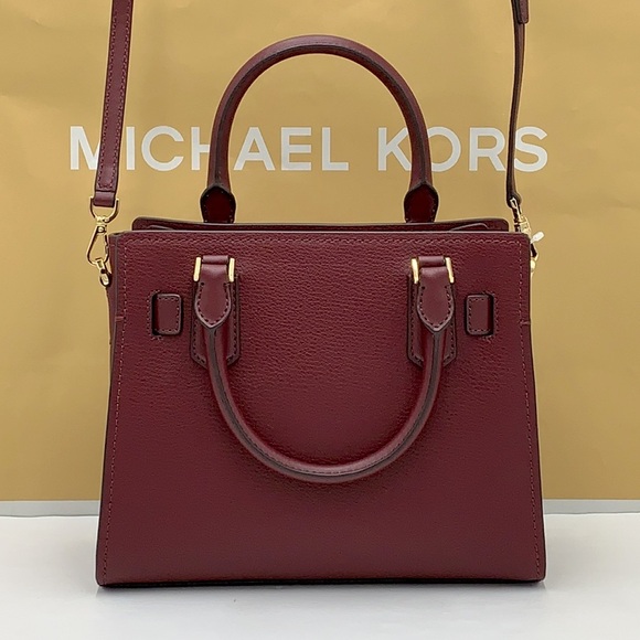Michael Kors Hamilton Small Satchel Shoulder Crossbody Bag Dark Cherry color - Picture 5 of 15